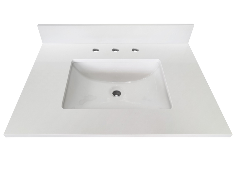 31-in Crystal White Engineered Marble Single Sink Bathroom Vanity Top