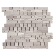 Wooden White Marble Mosaic Honed Multi-Square Honed