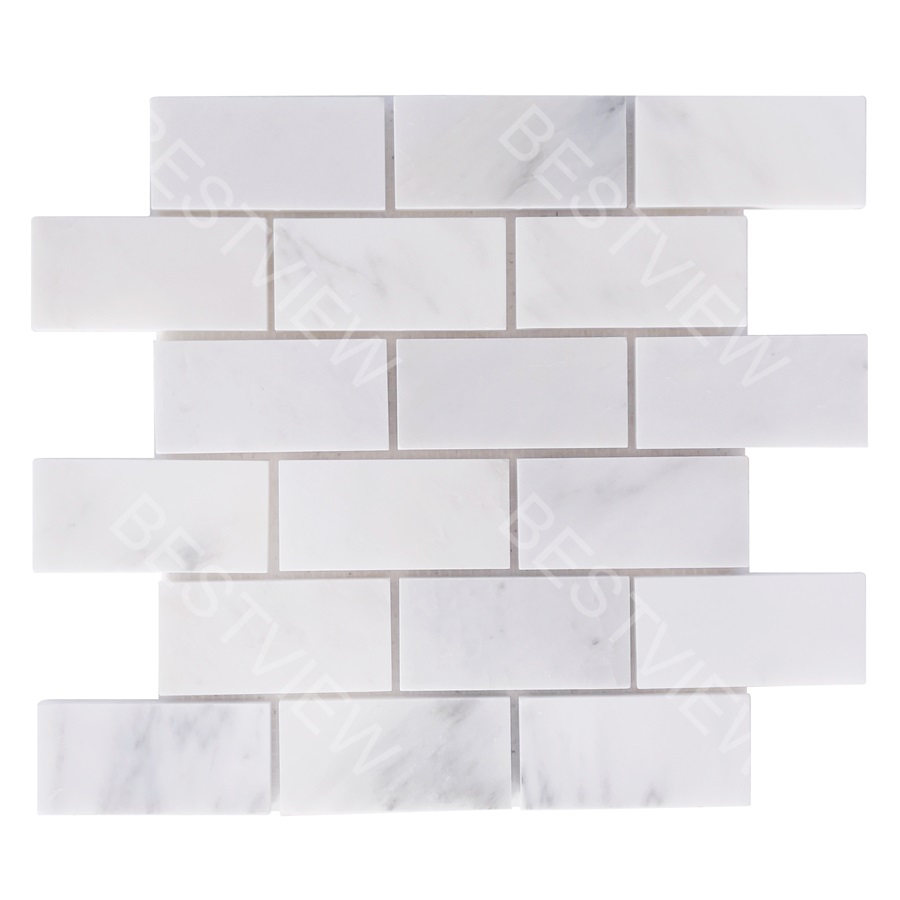  Oriental White Marble Mosaic Honed 2"×4 " Brick Pattern