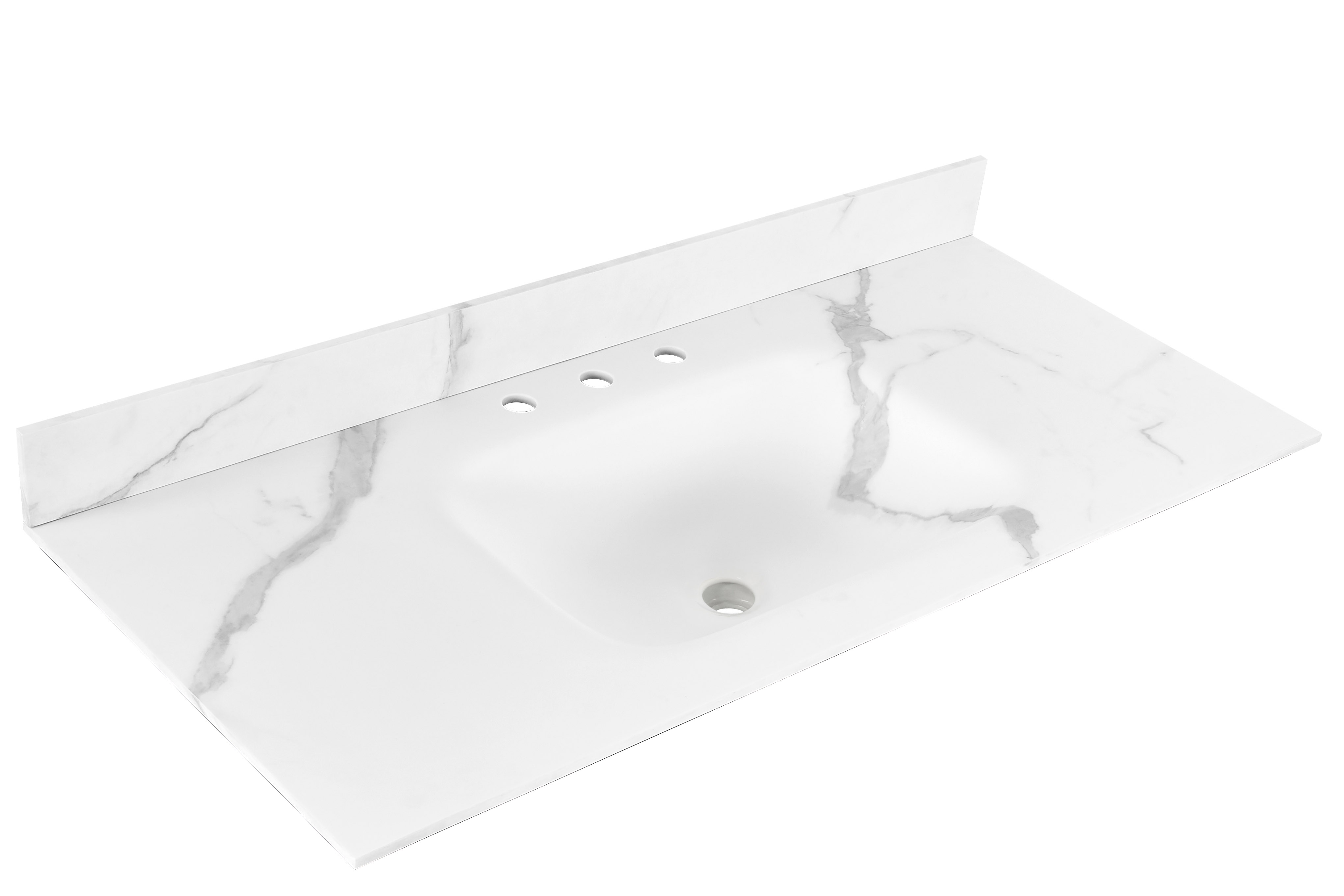 49-in Intergrated Calacatte Sintered Stone Single Sink Bathroom Vanity Top (Statuario White)