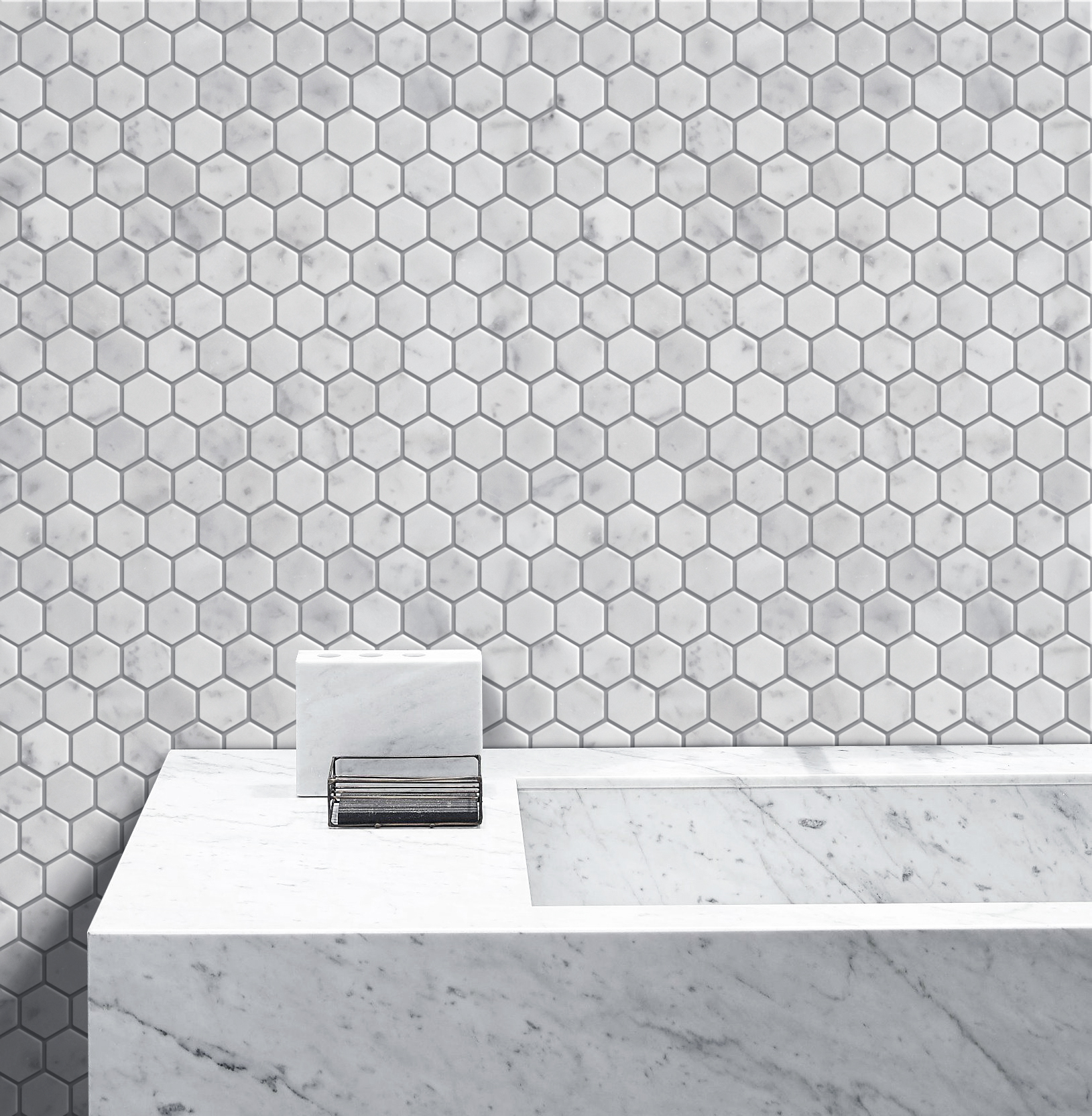  Carrara White Mosaic Polished 1" Hexagon