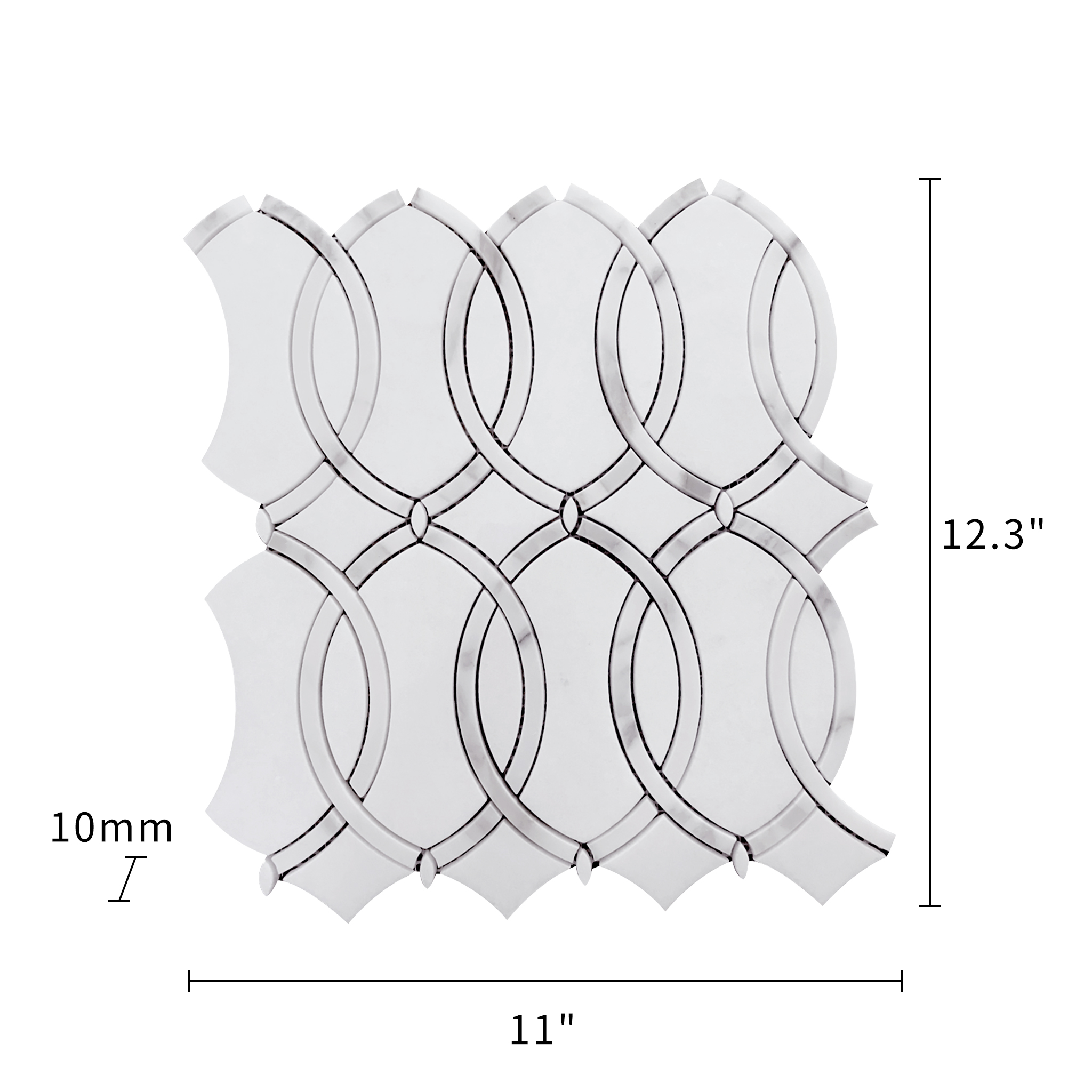 Thassos with Carrara White Waterjet Mosaic