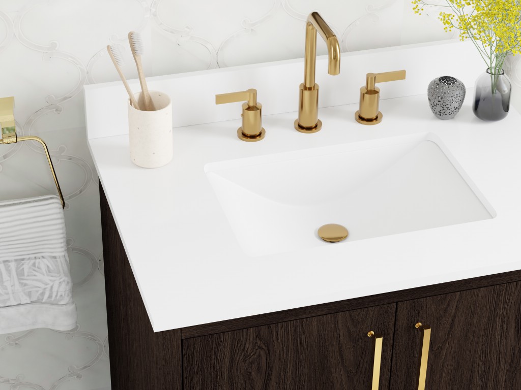Warren 30.5 -in Vanity Combo Dark Walnut With White Quartz Top