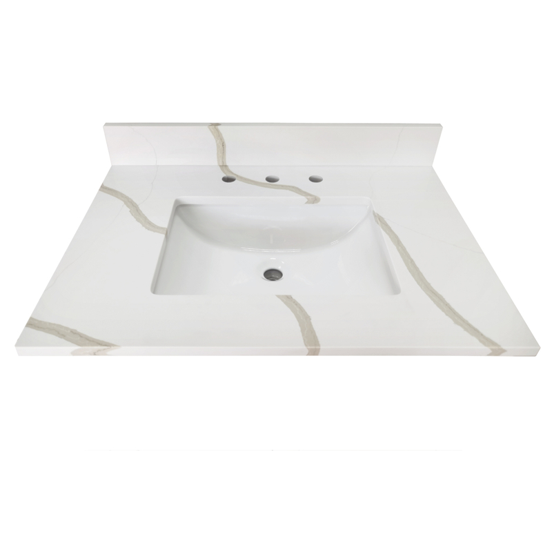 31-in Calacatta Vagli Quartz Single Sink Bathroom Vanity Top