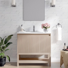 Mena 36-in Vanity Natural Wood With Porcelain Top