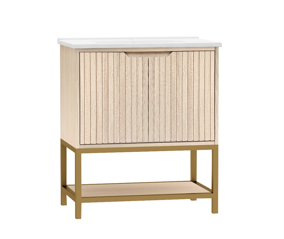 Moyers 30-in Vanity Combo Light Wooden with white Porcelain Top