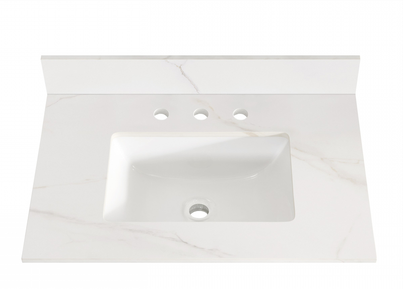 25-in Calacatta Gold Sintered Stone Single Sink Bathroom Vanity Top 