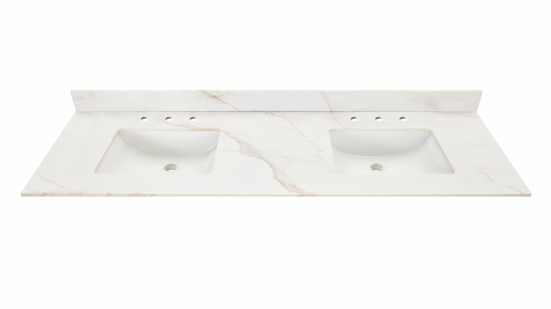 73-in Calacatta Gold Sintered Stone Double Sink Bathroom Vanity Top 