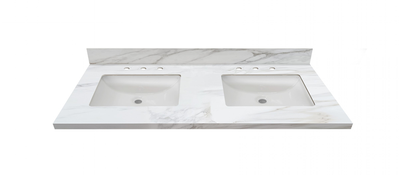 61-in Staturio Gold Sintered Stone Sink Bathroom Vanity Top 