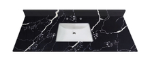 61-in Mersey Black Quartz Double Sink Bathroom Vanity Top